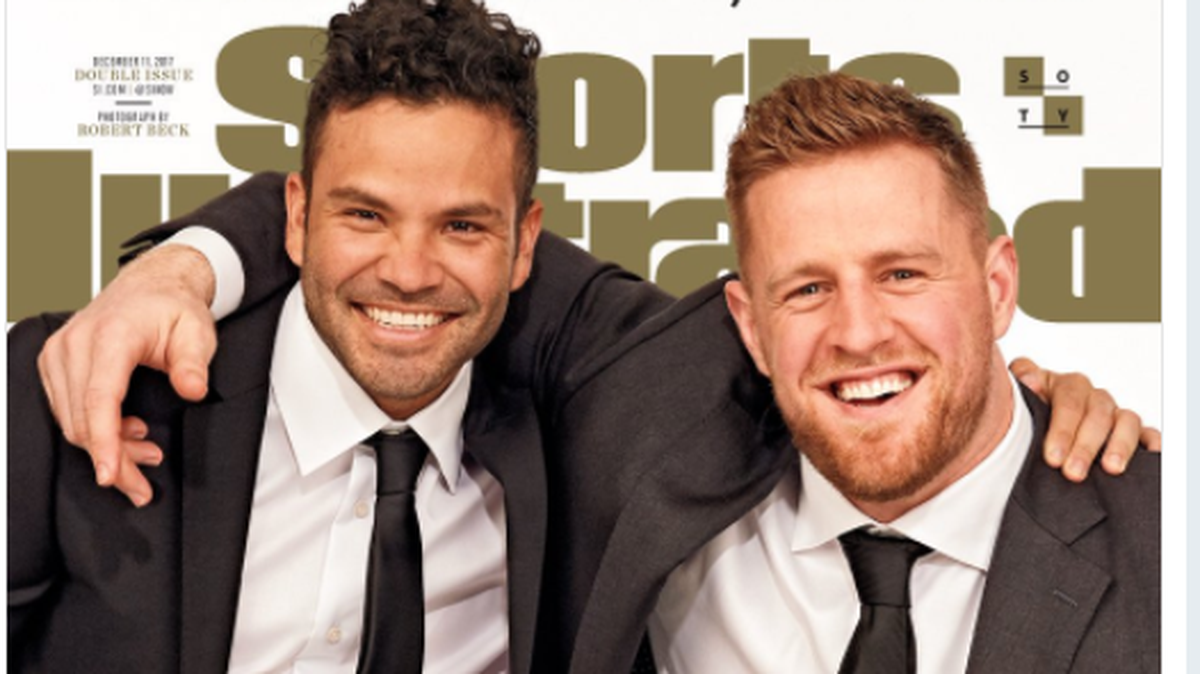El segunda base venezolano José Altuve (izq.), de los campeones Astros de Houston, y el defensa J.J. Watt, de los Houston Texans, en el football de la NFL, fueron elegidos Deportistas del Año por la Revista especializada en deportes Sports Illustrated.