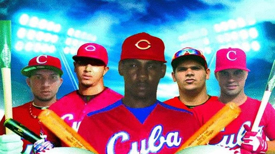 CARTEL DONDE se anuncia el juego de los peloteros cubanos que buscan ser vistos por los scouts en Dominicana este jueves.