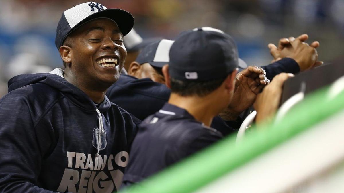 AROLDIS CHAPMAN durante un juego de los Yankees en Miami el 1 de abril del 2016.