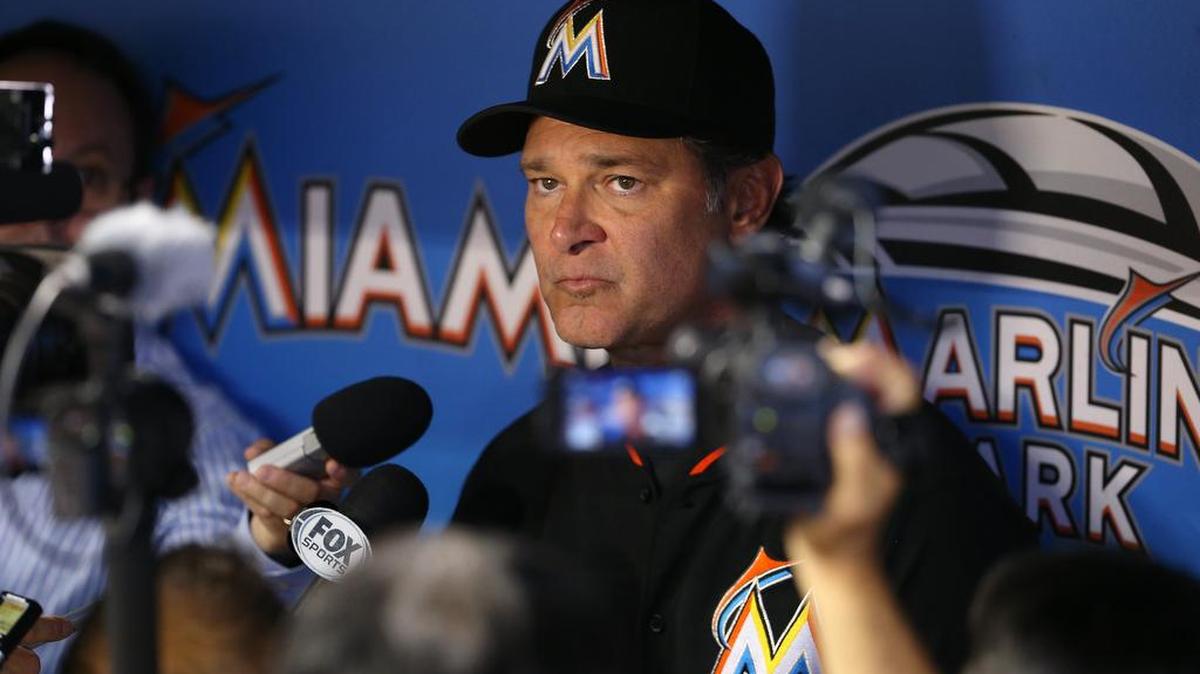 EL MANAGER Don Mattingly conversa con la prensa antes del comienzo de un juego contra Colorado el 17 de junio del 2016.