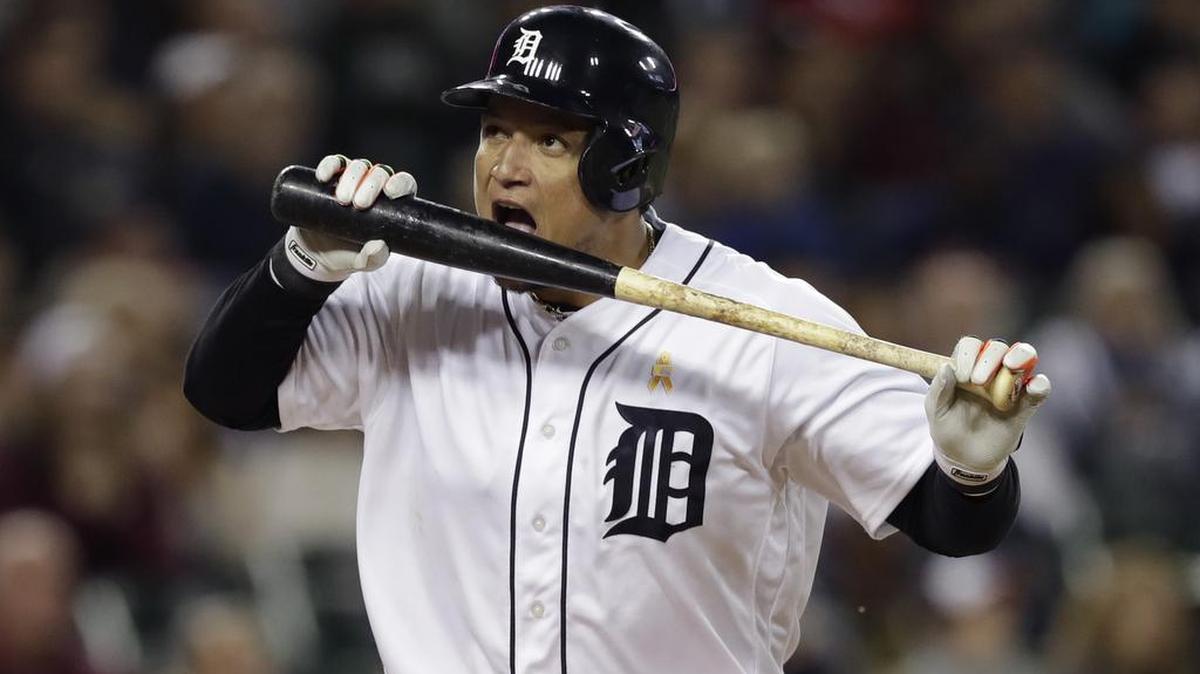 MIGUEL CABRERA durante un juego contra los Indios el 1 de septiembre del 2017.