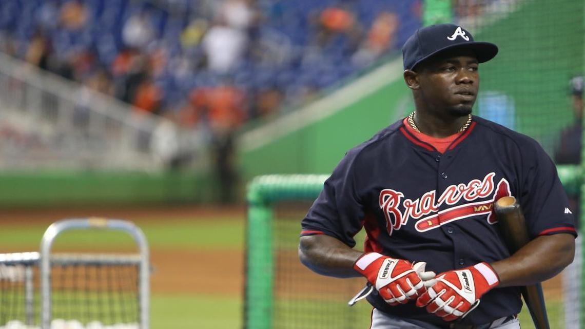 
ADONIS GARCIA durante un entrenamiento de bateo el 25 de septiembre en Miami.
