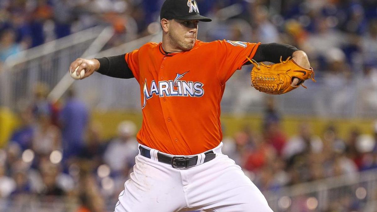 JOSE FERNANDEZ lanza contra los Cachorros el 26 de junio del 2016 en Miami.
