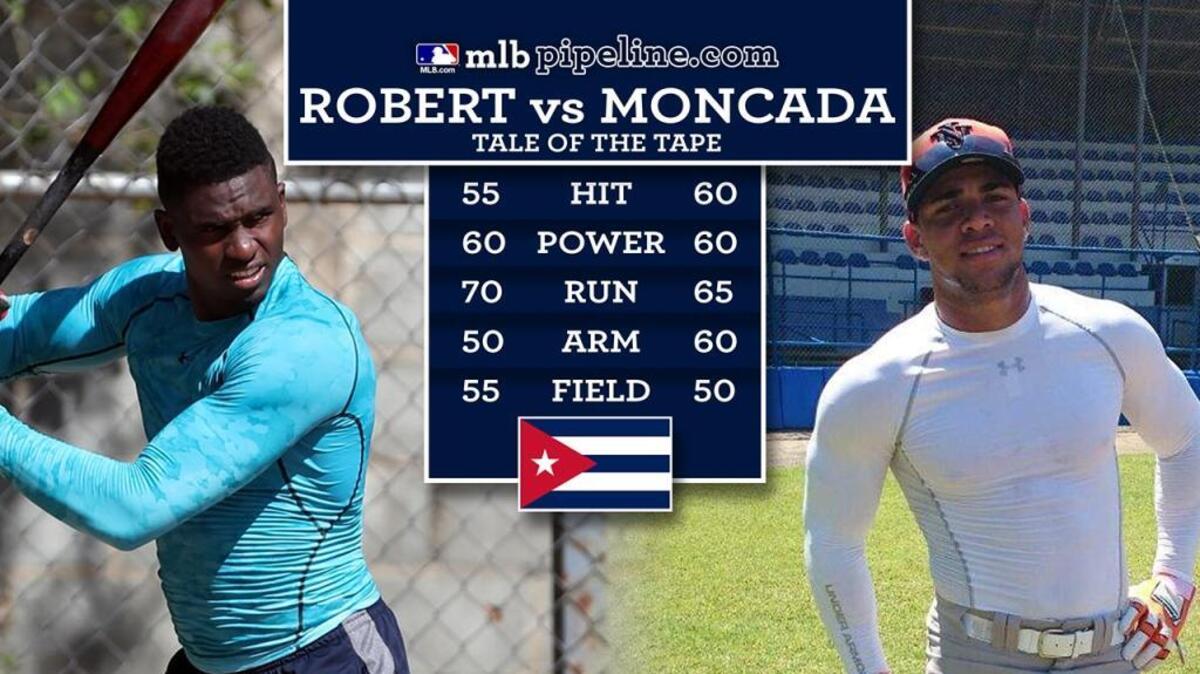 LUIS R. MOIRAN y Yoan Moncada (d), ambos con los Medias Blancas, recibieron los dos bonos mayores para prospectos internacionales.