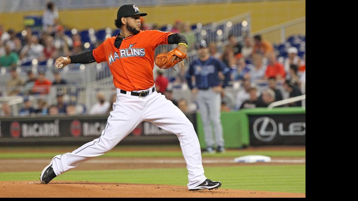 
HENDERSON ALVAREZ durante un choque contra los Rays el 12 de abril, al sentir molestias en el hombro.
