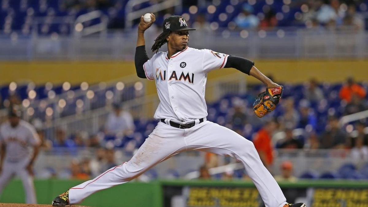 El pitcher de los Marlins José Ureña solo permitió una carrera a los Gigantes este miércoles en Miami.