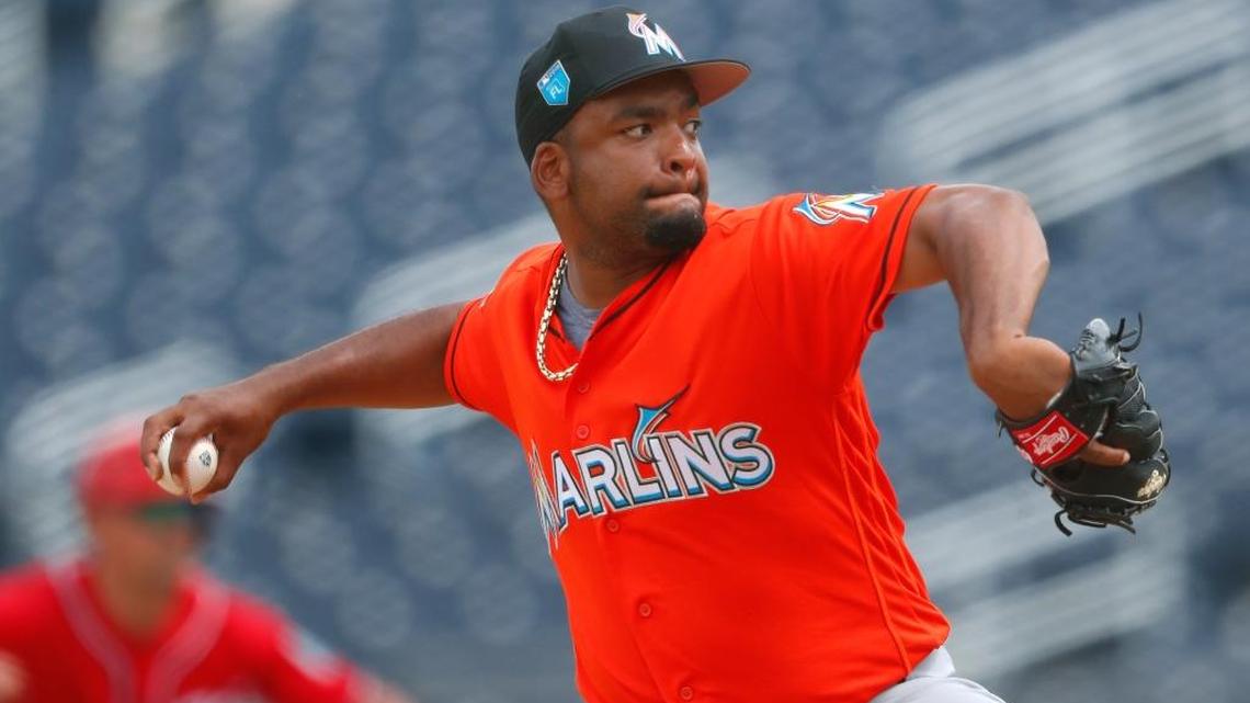 ODRISAMER DESPAIGNE durante un juego de primavera contra los Nacionales el 20 de marzo del 2018.