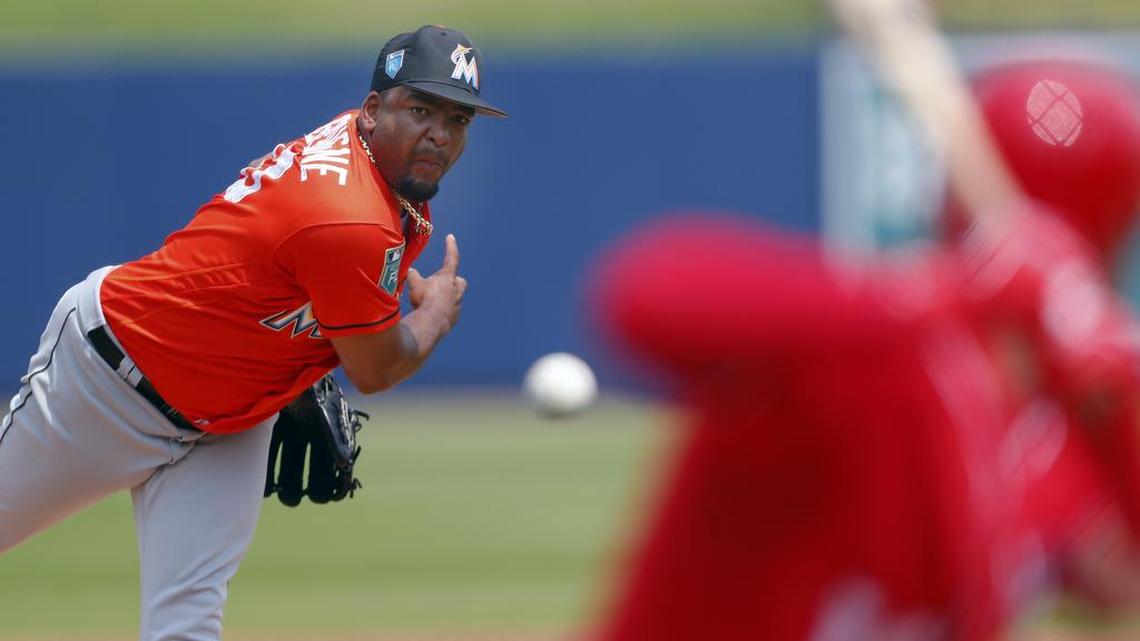 ODRISAMER DESPAIGNE lanza contra los Nacionales el 20 de marzo en West Palm Beach.