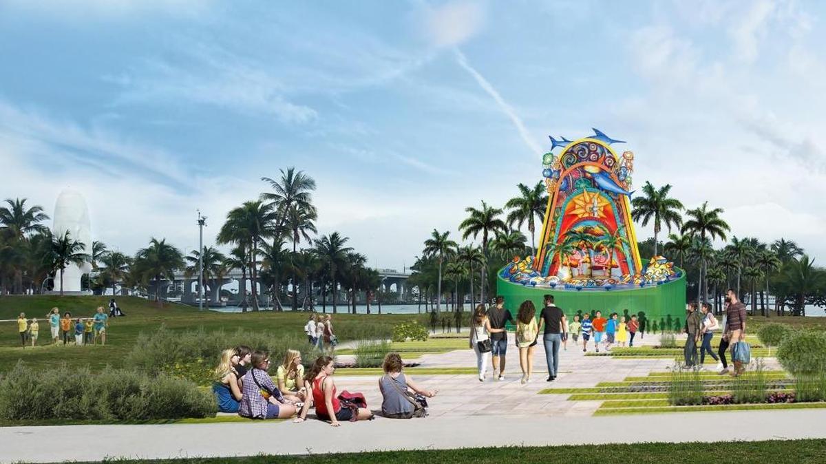 UN BOSQUEJO sobre cómo “Homer’’ luciría en el Miami Museum Park, de haber sido llevada allí.