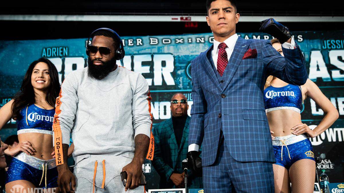 ADRIEN BRONER Y Jessie Vargas (d) durante una conferencia de prensa efectuada el jueves en Nueva York
