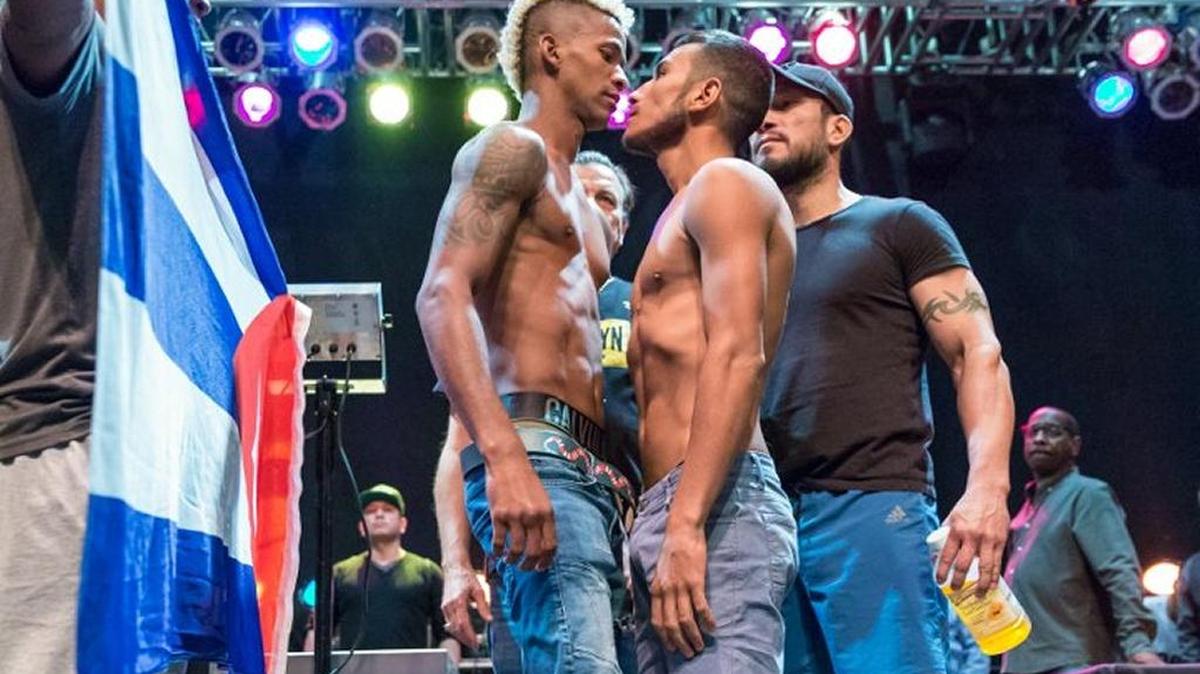 LEDUAN BARTHELEMY en el cara a cara con el mexicano Eduardo Ramírez previo al combate.