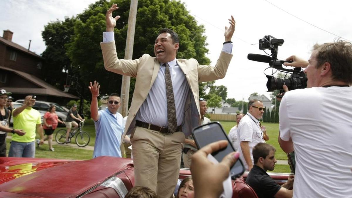 OSCAR DE La Hoya cuando fue elevado al Salón de la Fama del Boxeo en Canastota el 8 de junio del 2014.