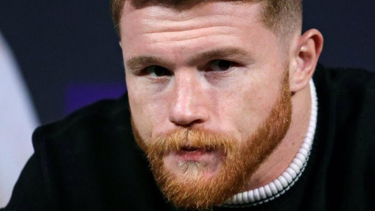 CANELO ALVAREZ durante la conferencia de prensa del 13 de septiembre en Las Vegas.
