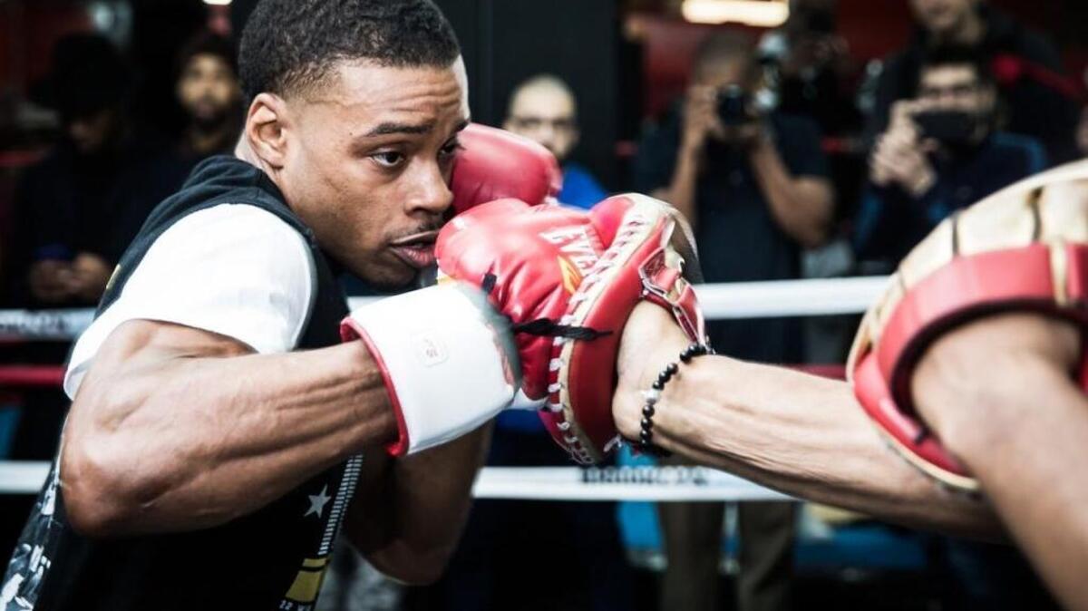 ERROL SPENCE JR. durante un entrenamiento para su pelea contra Lamont Peterson este 20 de enero.