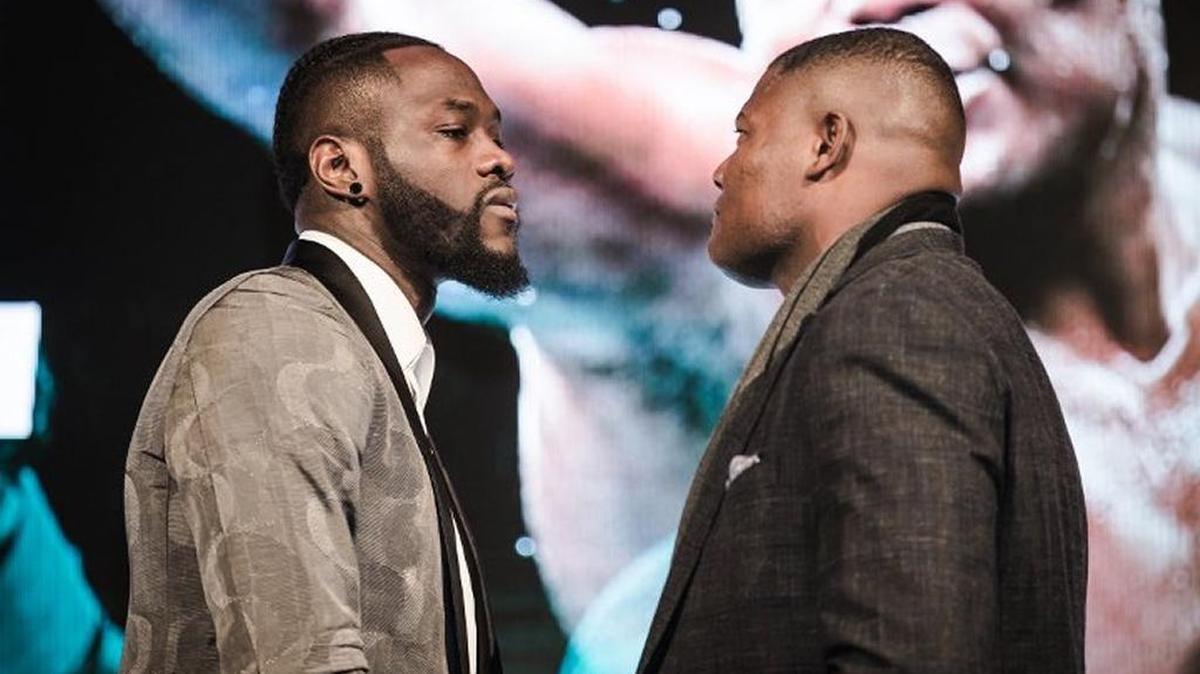 LUIS ORTIZ y Deontay Wilder en su cara a cara en Nueva York. La pelea es el 3 de marzo en Brooklyn.