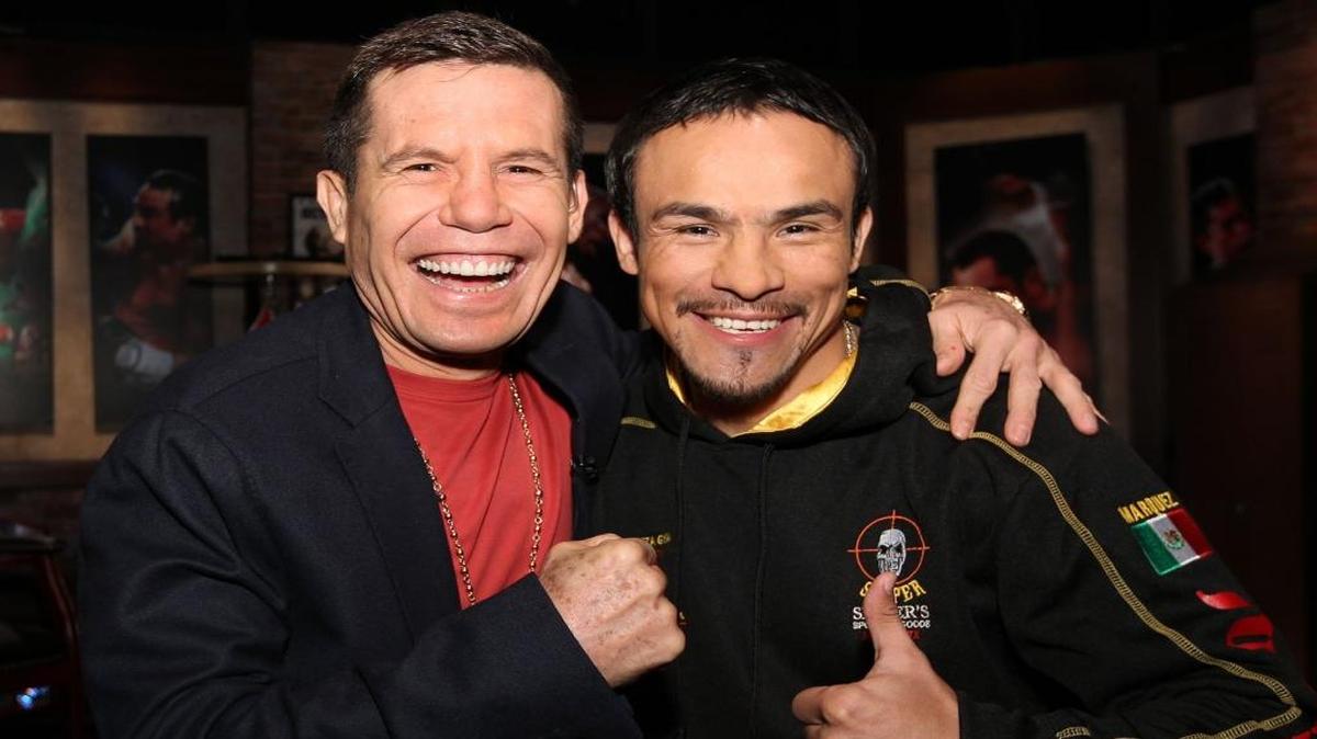 JULIO CESAR Chávez junto a otro gran boxeador mexicano, Juan Manuel Márquez (d) el 7 de octubre del 2013 en Los Angeles.