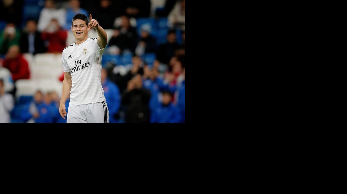 
El colombiano James Rodríguez celebra uno de sus goles con el Real Madrid el pasado 2 de diciembre.


