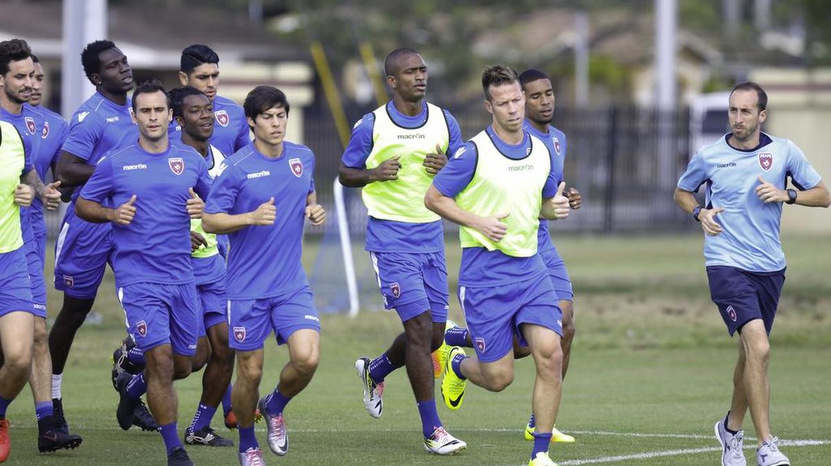Jugadores del Miami FC en la práctica en St. Thomas University, el 6 de febrero.