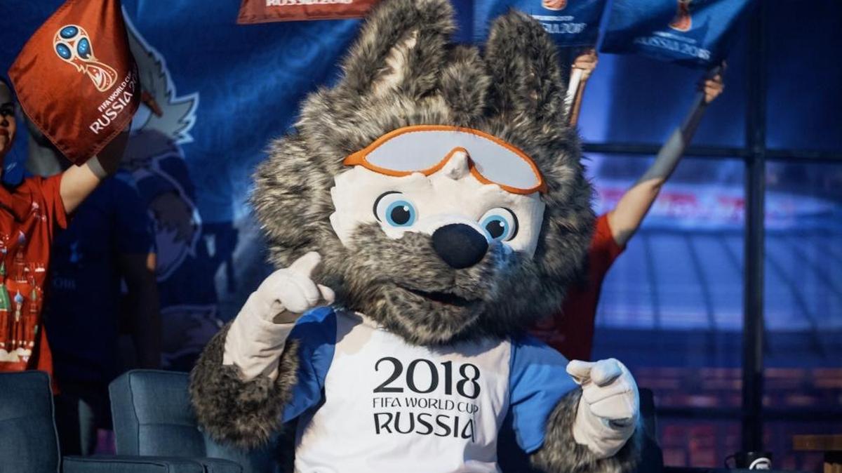 La mascota del Mundial de Rusia 2018, el lobo llamado Zabivaka, en su presentación en la TV rusa, el viernes 21 de octubre del 2016 en Moscú.