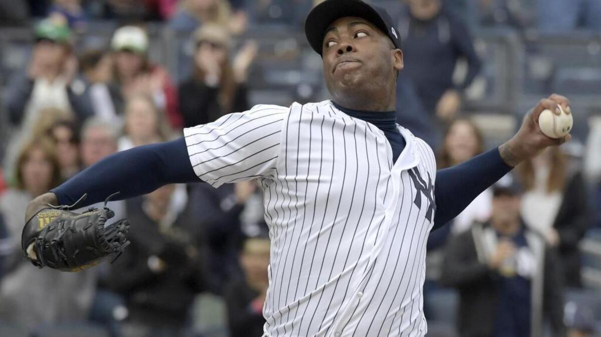 Aroldis Chapman, de los Yankees, el 30 de septiembre ante los Azulejos en Nueva York.