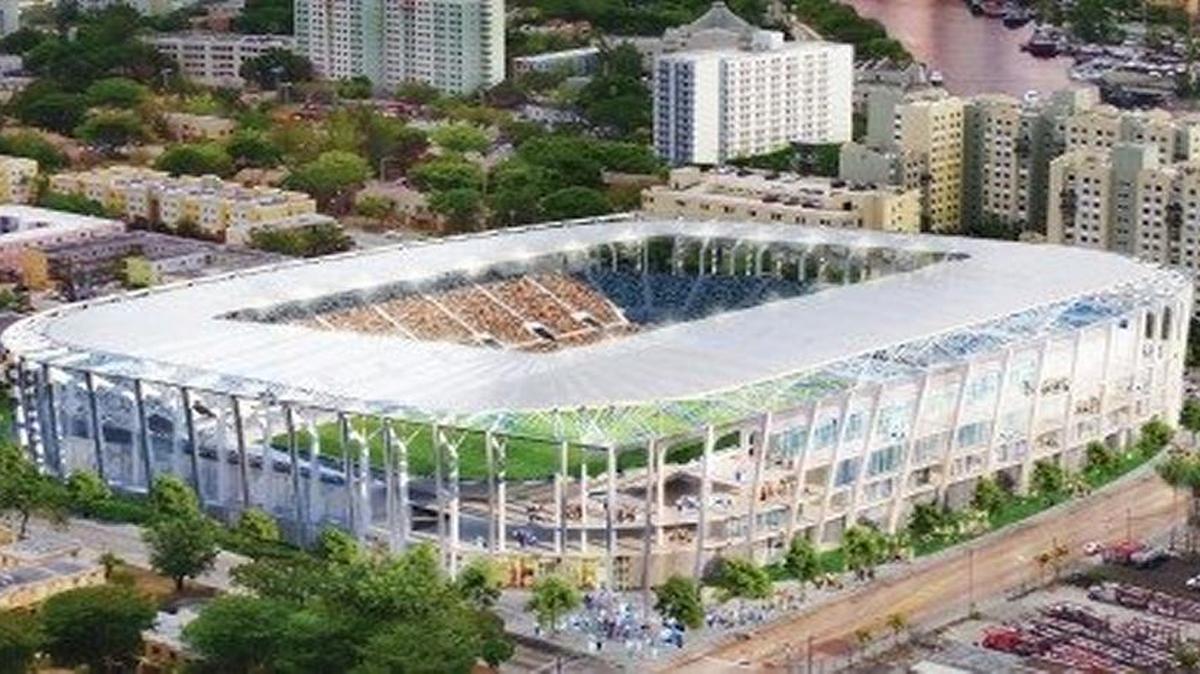 Propuesta del estadio del equipo de David Beckham de la MLS en Miami, presentada por su grupo el 17 de mayo.