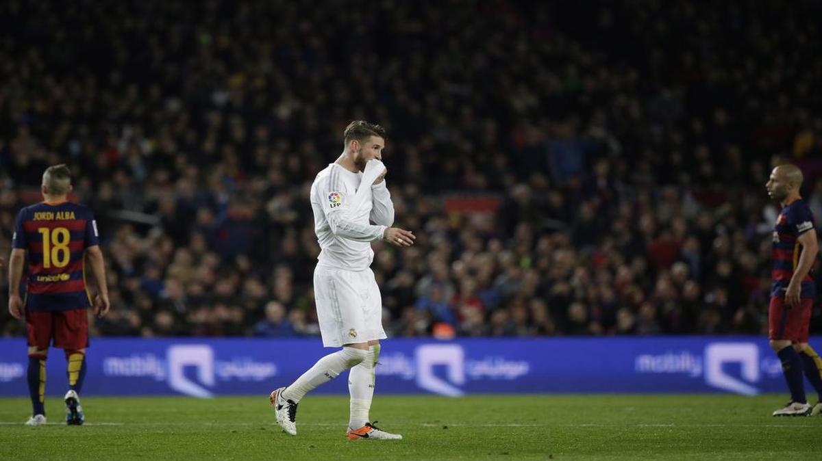 El defensa del Real Madrid fue expulsado en el minuto 85 en el partido contra Barcelona, celebrado el 2 de abril del 2016 en el estadio Camp Nou, en Barcelona.