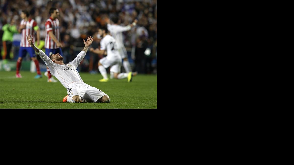 
El central de la selección española Sergio Ramos celebra su gol en la final de la Champions con el Real Madrid.


