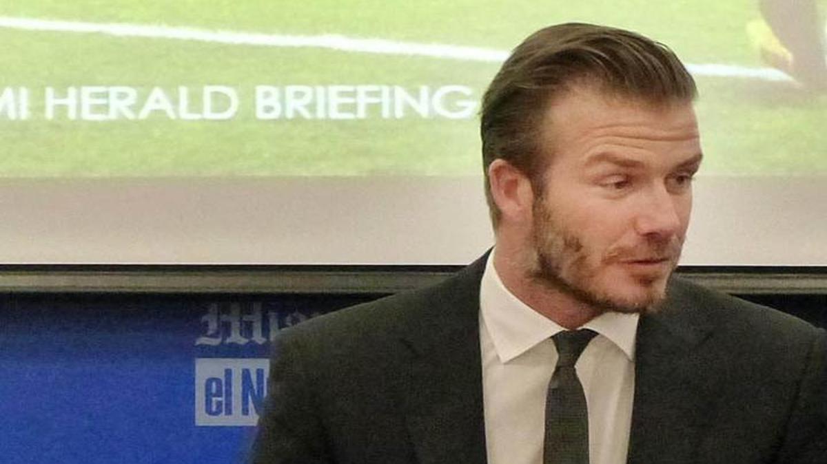 David Beckham en su visita a las oficinas de el Nuevo Herald/Miami Herald en mayo del 2014.