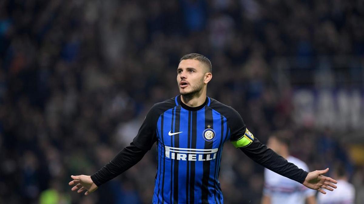 El capitán argentino del Inter Mauro Icardi celebra tras anotar un gol ante Sampdoria, el 24 de octubre del 2017 en Milán.