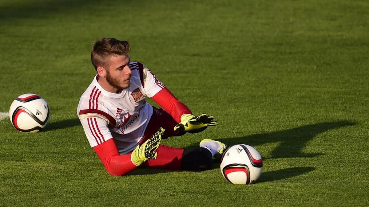
El portero del Manchester United, David De Gea, durante un entrenamiento con la selección española, el 2 de septiembre en Madrid
