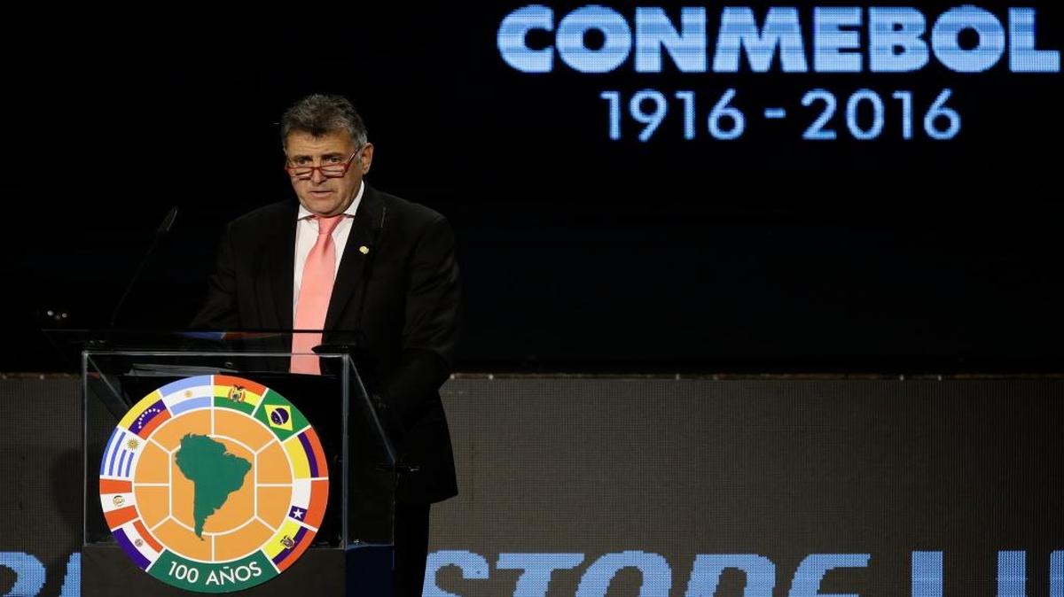 El uruguayo Wilmar Valdez en una actividad de la Conmebol el 22 de diciembre del 2015.