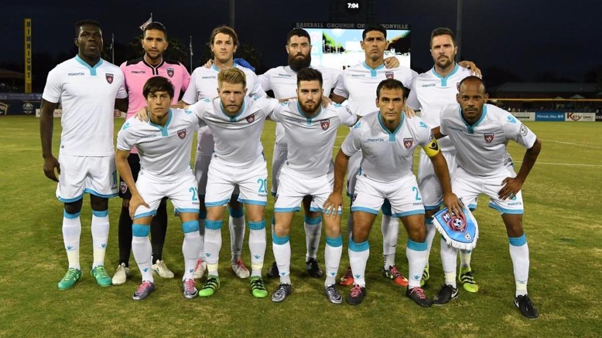 Equipo del Miami FC en el partido que perdió 3-2 contra el Armada en Jacksonville, el 19 de octubre del 2016.