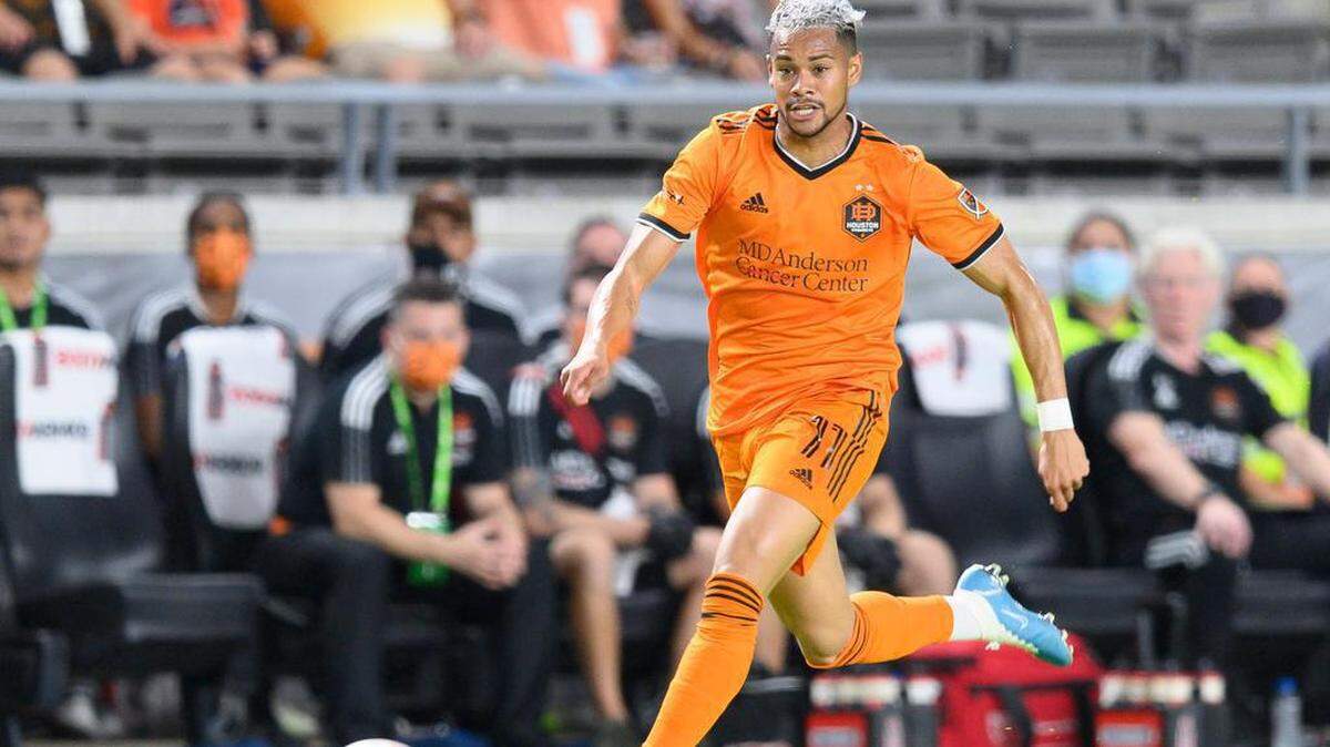 Ariel Lassiter, con el Houston Dynamo FC en el encuentro ante los Portland Timbers el 23 de junio en el BBVA Stadium, en Houston, TX.