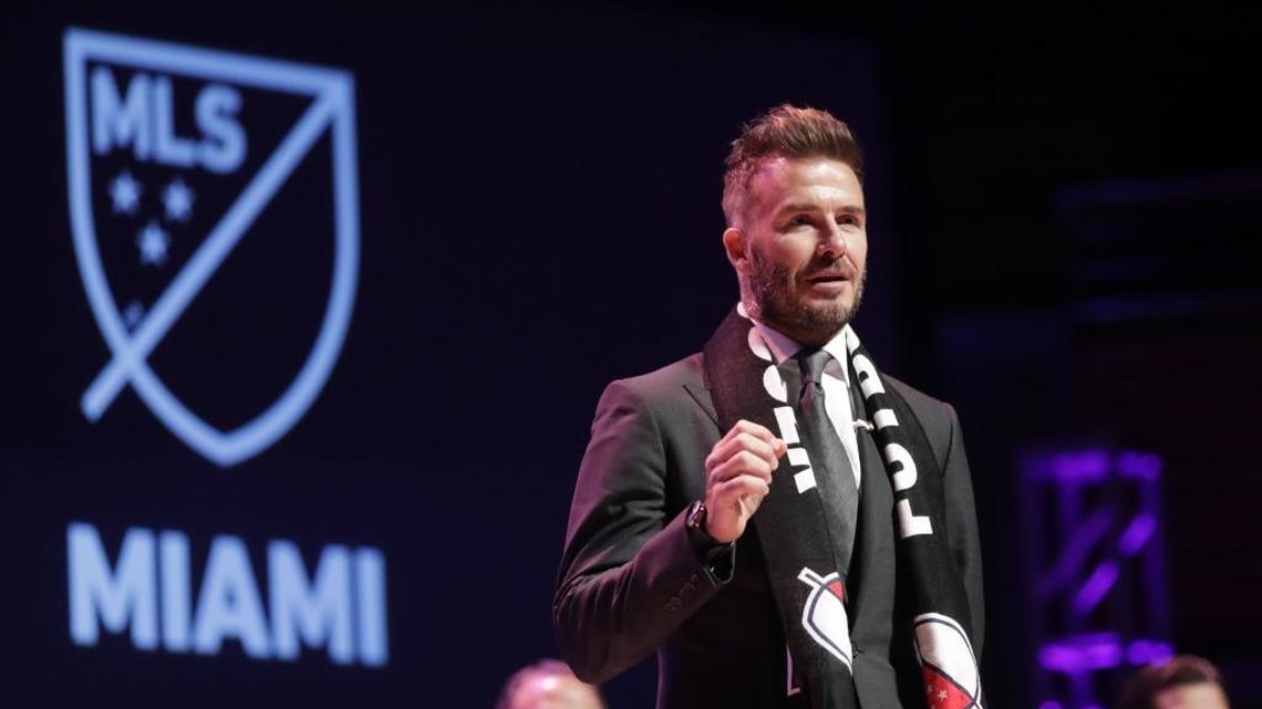 David Beckham habla en la ceremonia de entrada del equipo de Miami a la Major League Soccer el pasado29 de enero.
