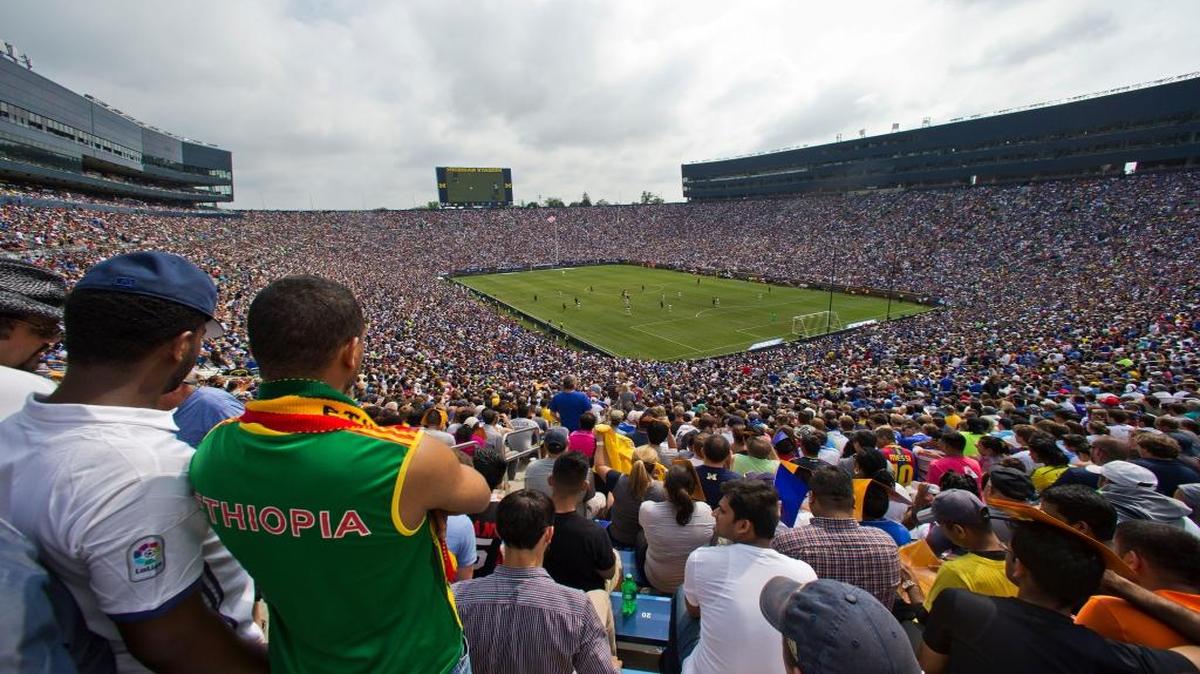 Más de 100,000 personas asistieron al partido por la Copa Internacional de Campeones entre Real Madrid y Chelsea en el Michigan Stadium, el sábado 30 de julio del 2016, en Ann Arbor, Mich. Real Madrid ganó 3-2.