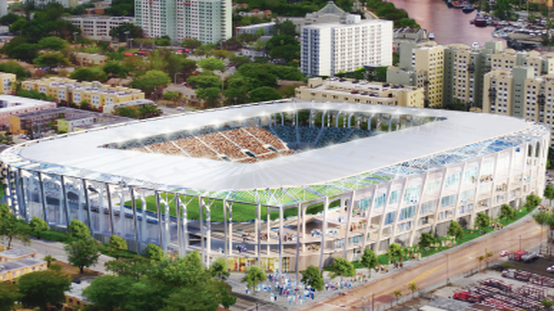 Representación del estadio de fútbol de David Beckham en Miami, presentada el 17 de mayo del 2017.