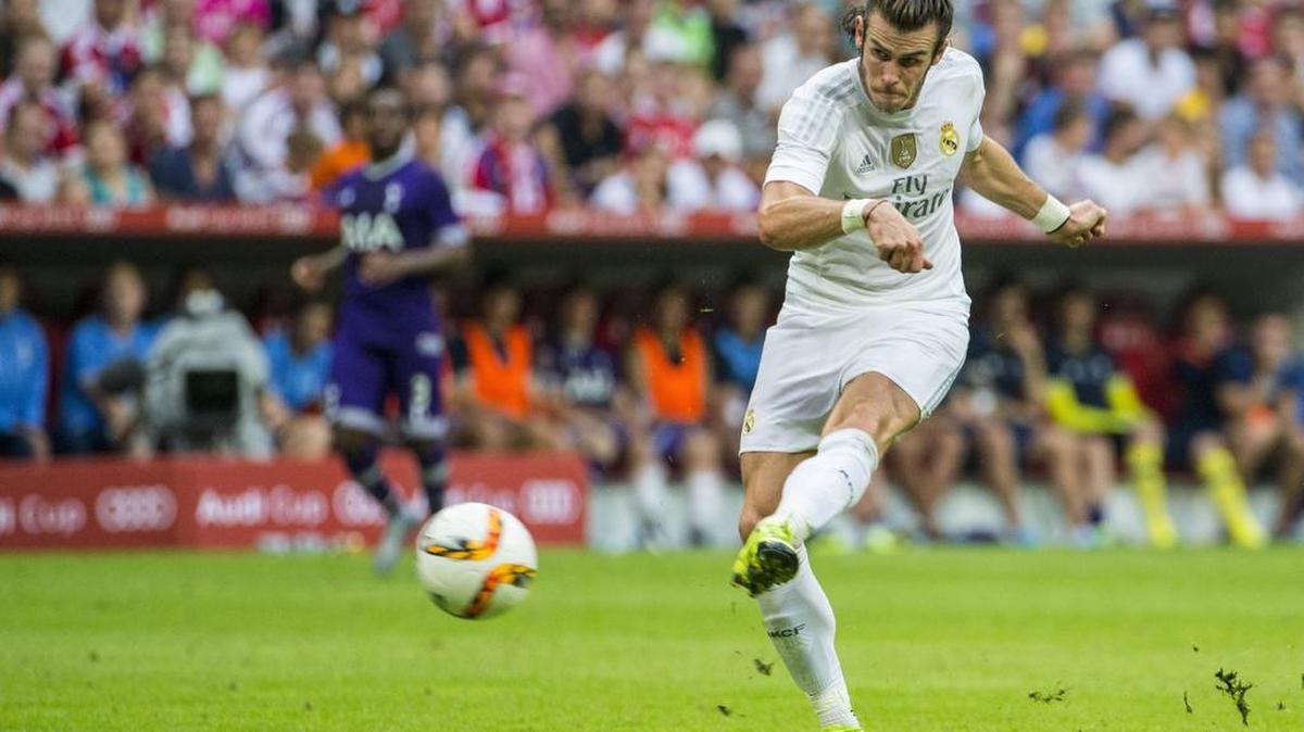 
El centrocampista galés del Real Madrid Gareth Bale anotó un gol en el triunfo 2-0 sobre el Tottenham, en el partido efectaudo en la Copa Audi, el 4 de agosto del 2015.
