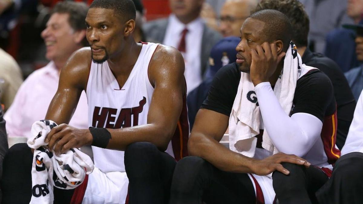 CHRIS BOSH junto a Dwyane Wade en la Arena American Airlines el 19 de enero del 2016.