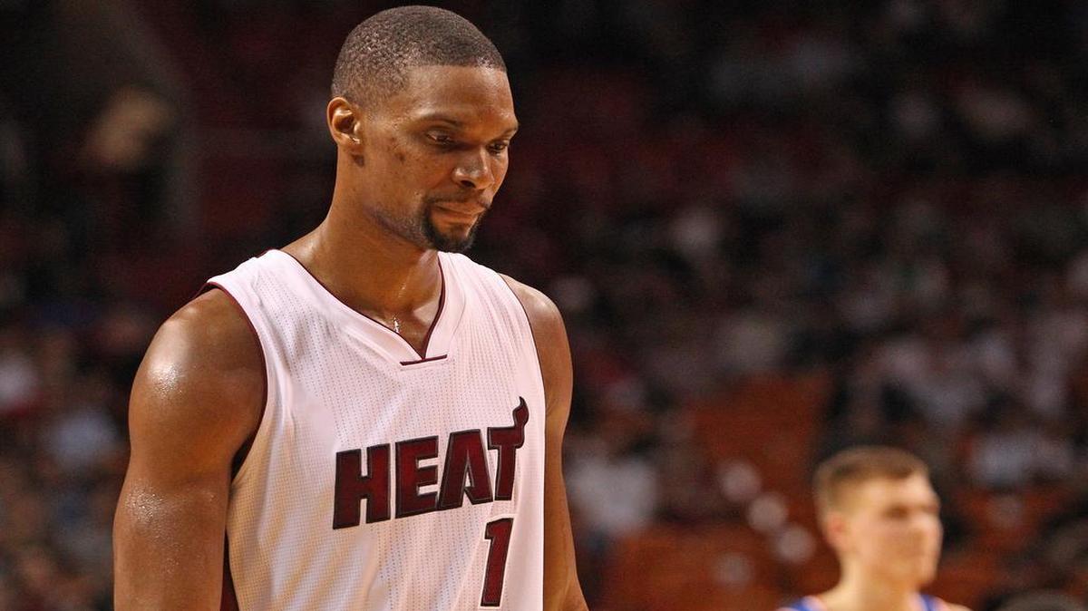 Chris Bosh, con la camiseta del Heat de Miami, durante un juego contra los Knicks, el 6 de enero del 2016, en el American Airlines Arena.