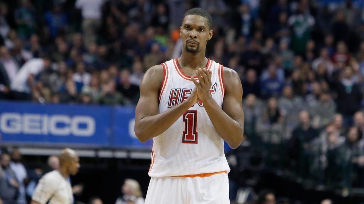 Chris Bosh, del Heat, reacciona durante el partido contra los Mavericks, el 3 de de febrero pasado en Dallas.