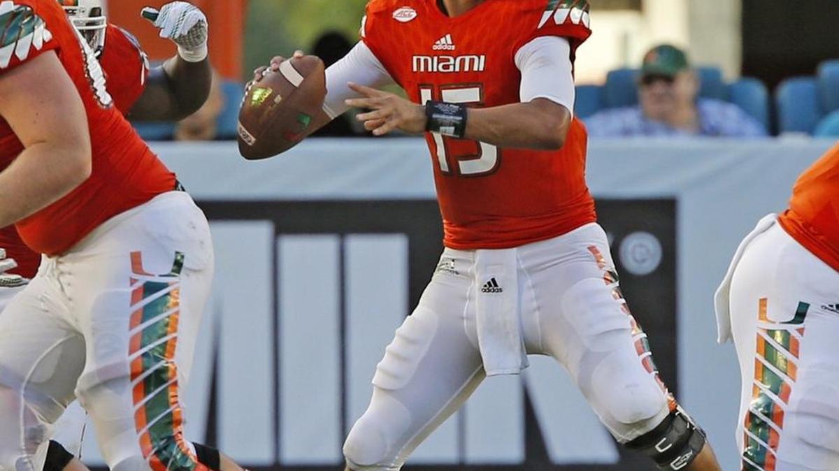 
El QB de la UM Brad Kaaya en acción, el 19 de septiembre.
