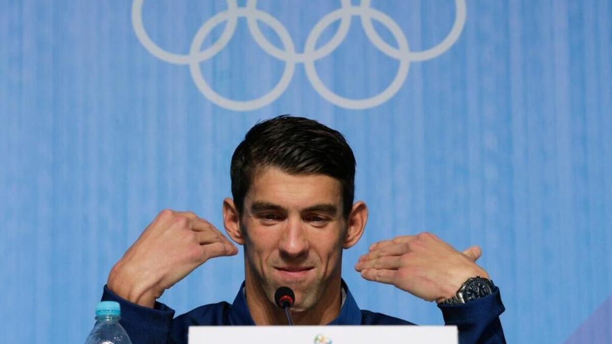 El nadador estadounidense Michael Phelps durante la conferencia de prensa en Río de Janeiro, el 14 de agosto.