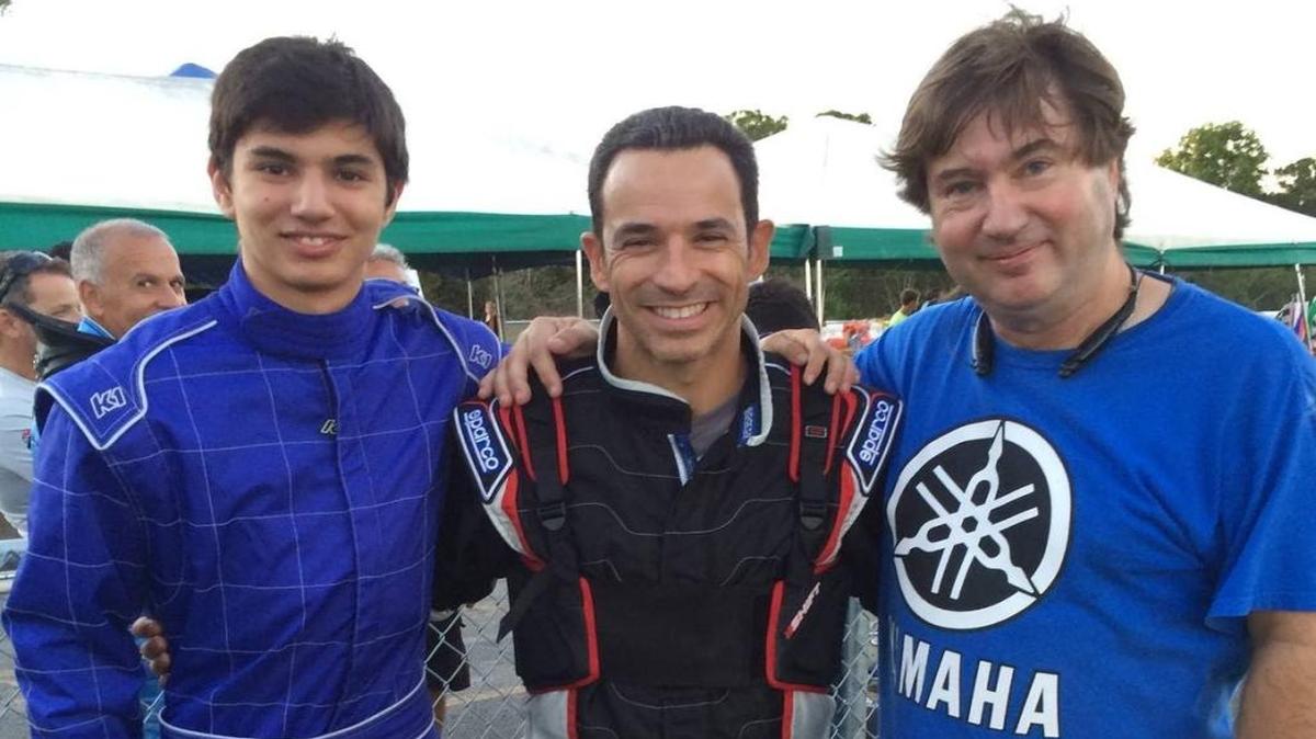 Julio Barreiro (izq.), el piloto brasileño de la serie IndyCar Helio Castroneves Julio Barreiro papá.
