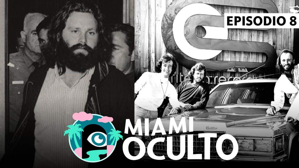 Jim Morrison sale de la sala del tribunal en Miami, 1969. Los Bee Gees se paran afuera de Criteria Studios en North Miami en 1978.