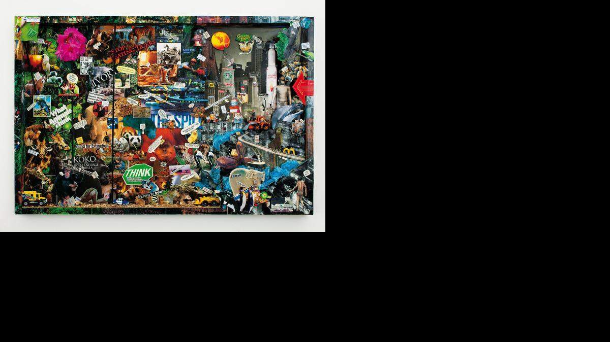 
Este collage de Candice Avery se exhibe en la muestra de NAEMI en Borders Gallery.
