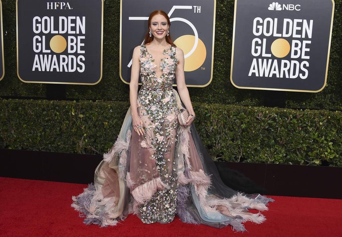 Barbara Meier llega a la 75º ceremonia de los premios Globos de Oro en el Beverly Hilton Hotel el domingo 7 de enero de 2018 en Beverly Hills, California.