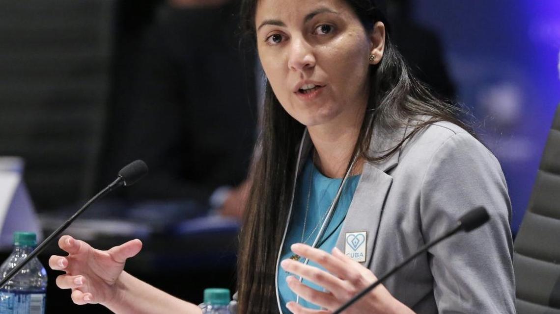 Rosa María Payá Acevedo, el 12 de mayo, en el Wolfson Campus del Miami Dade College.