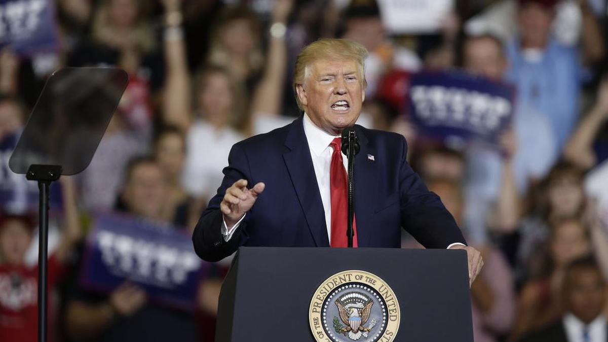 President Donald Trump speaks at a campaign rally in Greenville, N.C., Wednesday, July 17, 2019. (AP Photo/Gerry Broome)