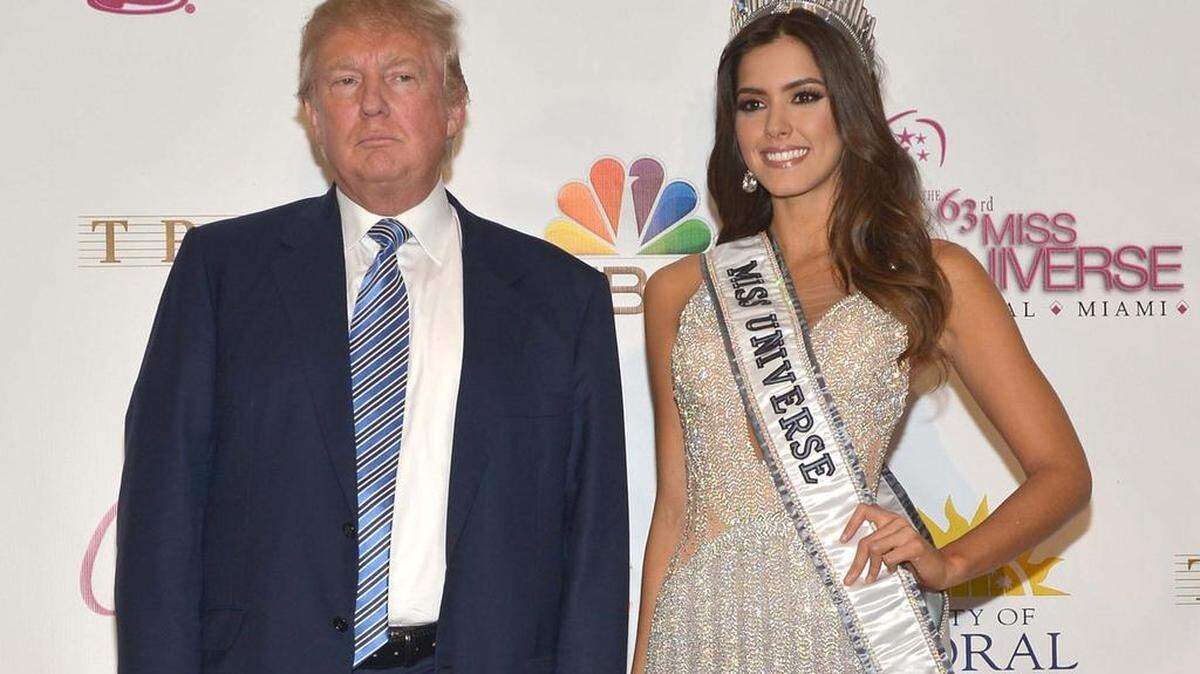 Donald Trump and Miss Universe Paulina Vega attend The 63rd Annual Miss Universe Pageant winner press conference at Trump National Doral on January 25, 2015 in Doral, Florida