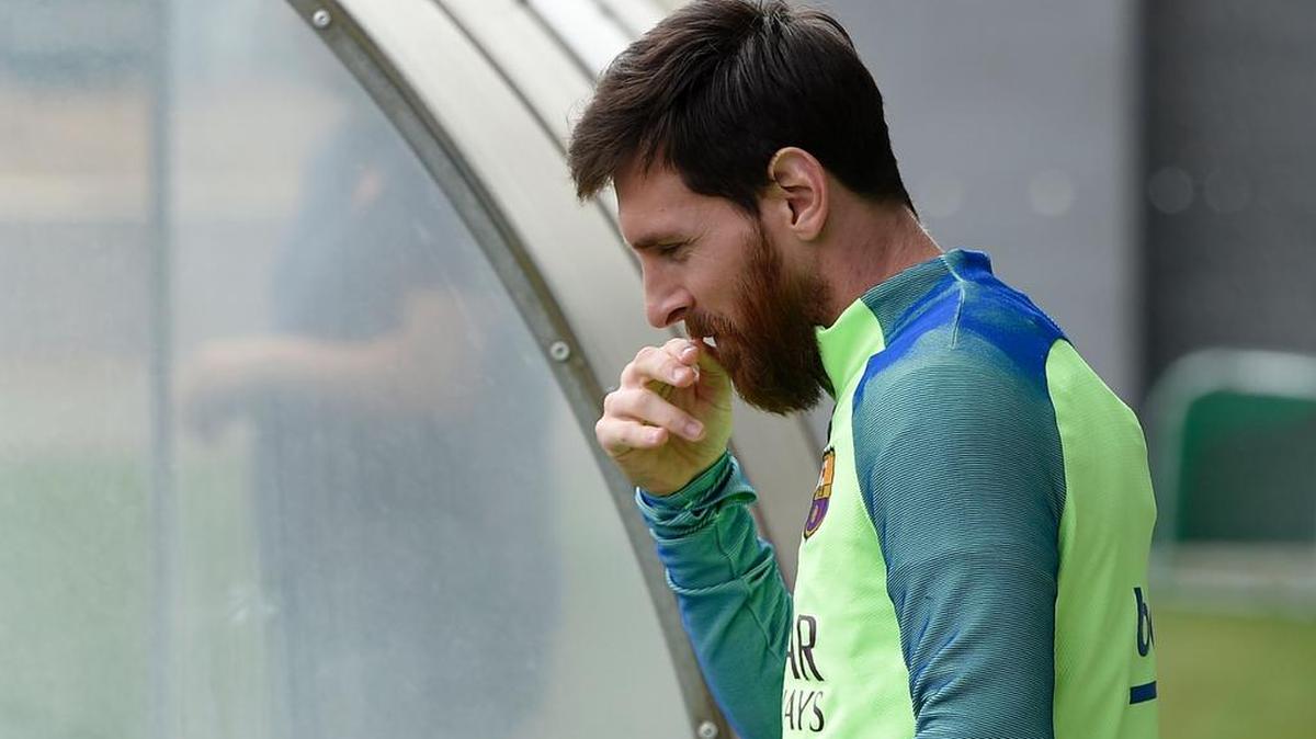 Lionel Messi durante un entrenamiento en Barcelona.